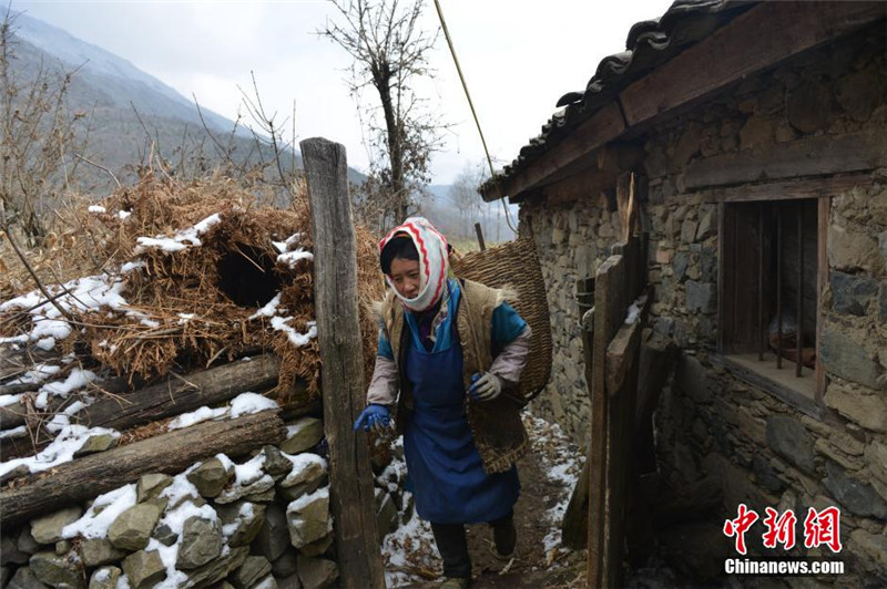 四川宝兴硗碛藏乡嘎日村山上经过一夜大雪，被皑皑白雪覆盖，呈现出与四川盆地不同的景象。