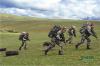 岗巴边防某部官兵在海拔近5000米的地方负重训练。