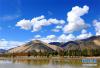 在日喀则境内的雅江流域，蓝天白云下，生态屏障建设初见成效(2012年9月10日摄)。新华社记者 陈天湖 摄