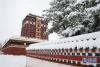 这是5月26日拍摄的雪后的甘肃甘南藏族自治州合作市米拉日巴佛阁。