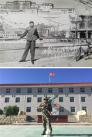 这是一张拼版照片，上图为父亲嘎多1985年回拉萨探亲时在布宫前留影；下图为儿子单增罗布2016年6月15日在山南某机动中队留影（何宇恒 摄）。父亲嘎多1983年以志愿兵身份加入解放军西藏某部队，并在一线当兵3年；儿子单增罗布2014年入警进藏来到山南一边防派出所工作。 西藏公安边防总队有这么一群“父子兵”：数十年前父辈们远离亲人，翻山越岭来到西藏守卫边疆，他们渐渐老去，相继离开了曾经战斗过的雪域高原；如今，他们年轻的孩子长大成人，接过父辈们的接力棒，继续守卫在雪域高原。父亲节来临之际，让我们向这些长期驻守在祖国边境线上的边防“父子兵”致敬。 新华社发