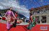 3月27日，西藏林芝市巴宜区八一镇章麦村村民身着盛装表演舞蹈，欢庆西藏百万农奴解放纪念日。新华社记者 张汝锋 摄