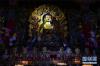 甘丹寺内供奉的释迦牟尼佛像（3月9日摄）。