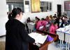 4月13日，青海省玉树藏族自治州八一孤儿学校教师在给学生上课。 （配本社同题文字稿） 新华社记者 张龙摄