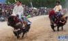7月27日，牧民在传统赛牦牛比赛中。新华社记者 普布扎西摄