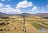 这是日喀则市白朗县境内的农田（8月31日无人机拍摄）。 位于年楚河畔的西藏日喀则市白朗县素有“西藏粮仓”的美誉。秋收时节，一片片成熟的青稞田，犹如金色的地毯，铺展在大地上。 新华社记者 李鑫 摄