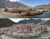 2010年拍摄的昌都市景色（上）和2020年拍摄的昌都市景色（拼版照片）。 新华社记者 普布扎西 摄