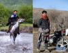 这是一张拼版照片，左图为：2014年6月27日，向巴在骑马放牧；右图为：2017年3月1日，向巴在家门口与放牧时骑的摩托车合影。新华社记者 江宏景 摄
