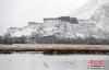 3月14日，西藏自治区拉萨市迎来降雪。据西藏气象部门称，此次降雪过程将有效增加农田墒情，降低森林火险气象等级、净化空气。图为雪后的布达拉宫。 中新社发 贡嘎来松 摄
