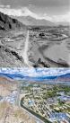 拼版照片：上图是20世纪60年代拍摄的拉萨市西郊景象（新华社发 蓝志贵摄）；下图是2021年8月9日拍摄的拉萨市西郊新貌（新华社记者普布扎西摄，无人机照片）。新华社发