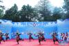 6月11日，西藏日喀则市仁布县艺术团在世界文化遗产罗布林卡表演藏戏《吉祥欢歌》。新华网 旦增努布摄