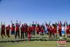 青海湖民族寄宿制学校女子足球队的队员们。中新社记者 马铭言 摄