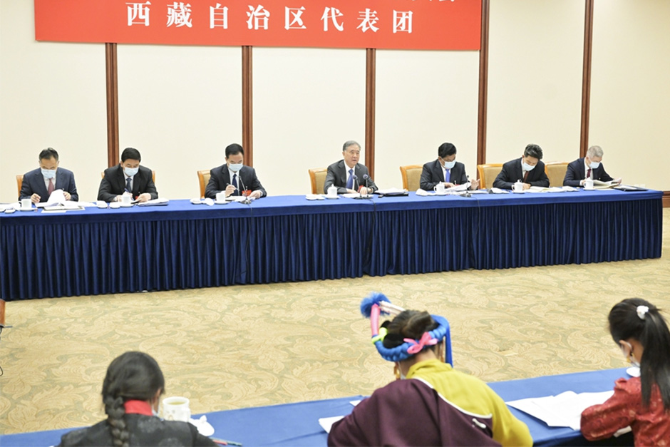 汪洋参加党的二十大西藏代表团讨论